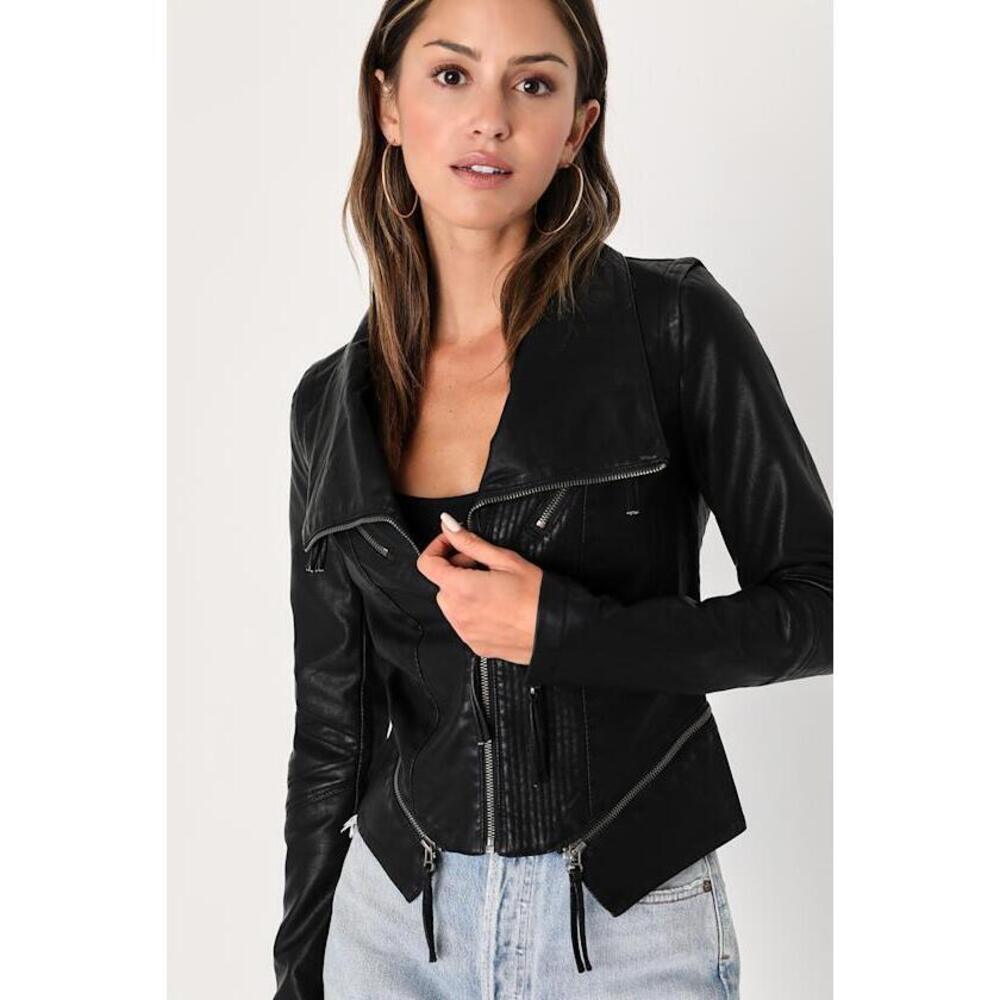 Lulus Up On A Tuesday Black Vegan Leather Jacket - Size S
